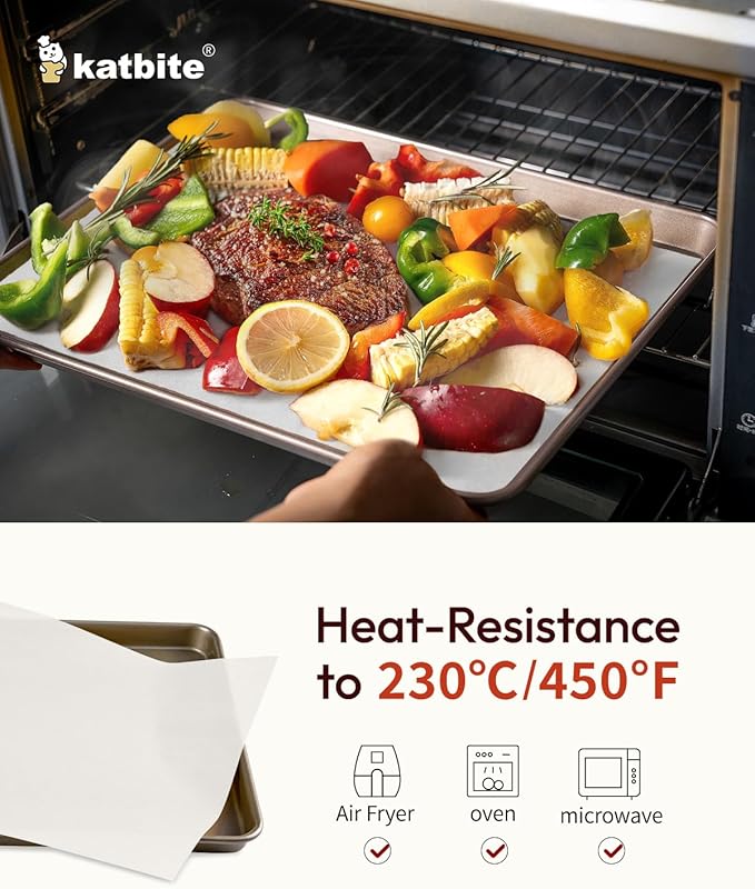 Katbite 350Pcs 9x13 In Parchment Paper Sheets, Heavy Duty White Baking Paper, Non-stick & Oil Proof for Oven, Air Fryer, Grilling, Steaming and Cooking Bread [Advanced Series]
