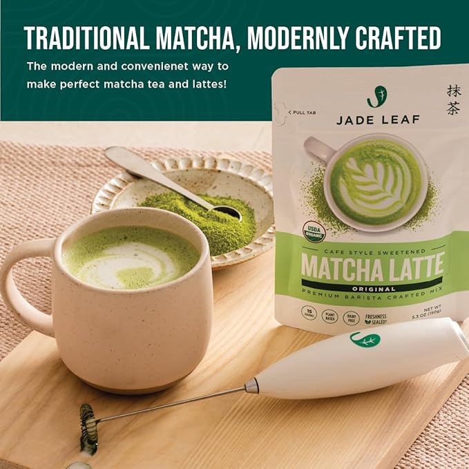 Jade Leaf Matcha - Modern Starter Gift Set Includes: Electric Matcha Whisk + Milk Frother, Stainless Steel Spoon, Stainless Steel Sifter, and Printed Handbook