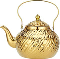 SANQIAHOME 2000ml stainless steel antique style teapot,with Infuser, thickened boiling kettle, lifting handle,Gold
