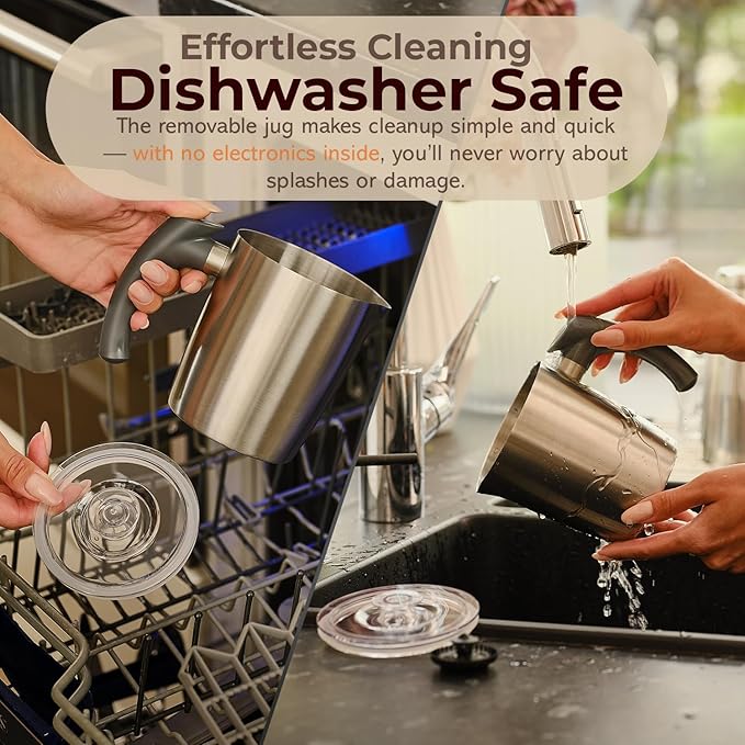 KHAVA 5-in-1 Electric Milk Frother and Steamer, Hot Cold Foam Maker & Milk Heater, Automatic Milk Warmer for Coffee, Latte, Hot Chocolate, 17oz Stainless Steel Pitcher Detachable for Dishwasher Safe