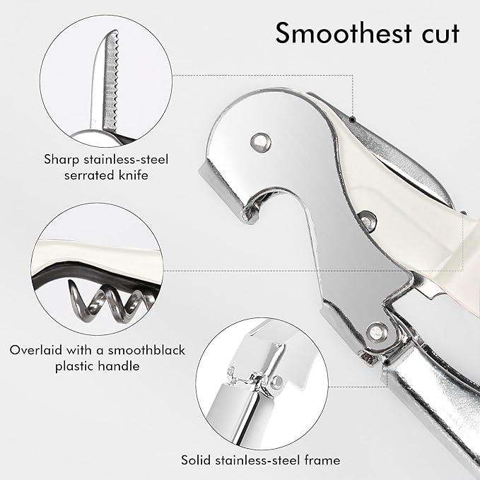 Professional Waiter Corkscrew Wine Openers Set, Heavy Duty Stainless Steel Hinges Wine Key for Restaurant Waiters, Sommelier, Bartenders