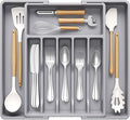 Lifewit Deep Silverware Drawer Organizer for Kitchen, Expandable Utensil Tray, Adjustable Flatware Cutlery Holder, Large Plastic Kitchen Storage for Spoons Forks Knives, 22.4 x 16.7 x 2 inches, Gray