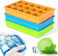 Ice Cube Tray, 3 Pack Silicone Ice Tray Easy-Release Flexible 15 Ice Cube Molds, Stackable Ice Trays for Freezer, Ice Cube Size 1.2 IN for Cocktail, Whiskey, Juice, Baby Food, BPA Free