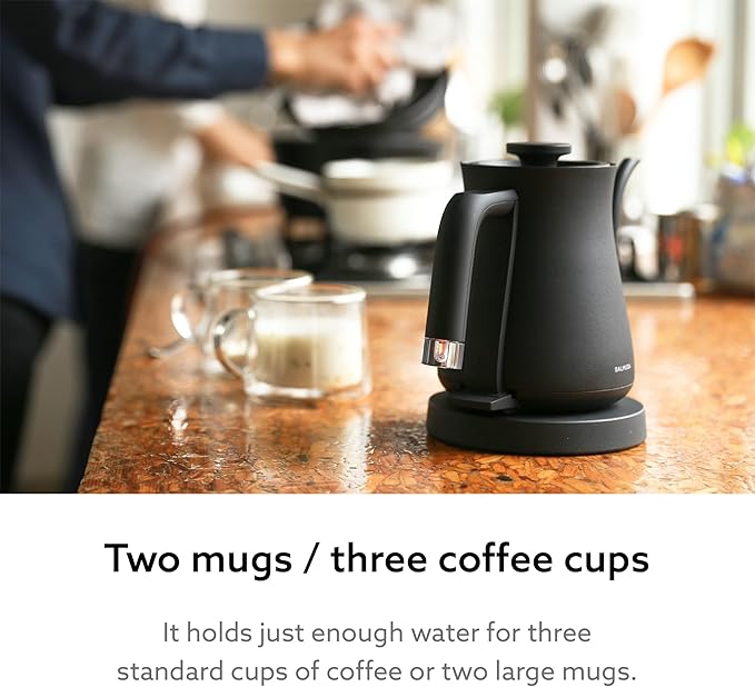 BALMUDA The Kettle | Electric Gooseneck Kettle | Lightweight | Stainless Steel | 0.6L (20fl oz) Capacity | Neon Light Indicator | Perfect for Tea and Coffee | US Version | Black
