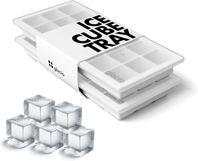 glacio Ice Cube Tray – Small Silicone Molds with Lids, BPA-Free and Flexible for Cocktails and Beverages – Set of 2
