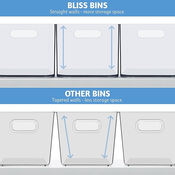 STORi Bliss 10" x 6" Open Clear Pantry Organizer Bin, Set of 2, Plastic Containers with Handle for Kitchen, Fridge, Cabinet, Closet, Bathrom, Undersink Storage Made in USA
