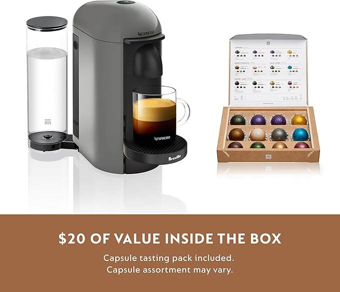 Breville Nespresso VertuoPlus Coffee and Espresso Machine by Breville,Grey