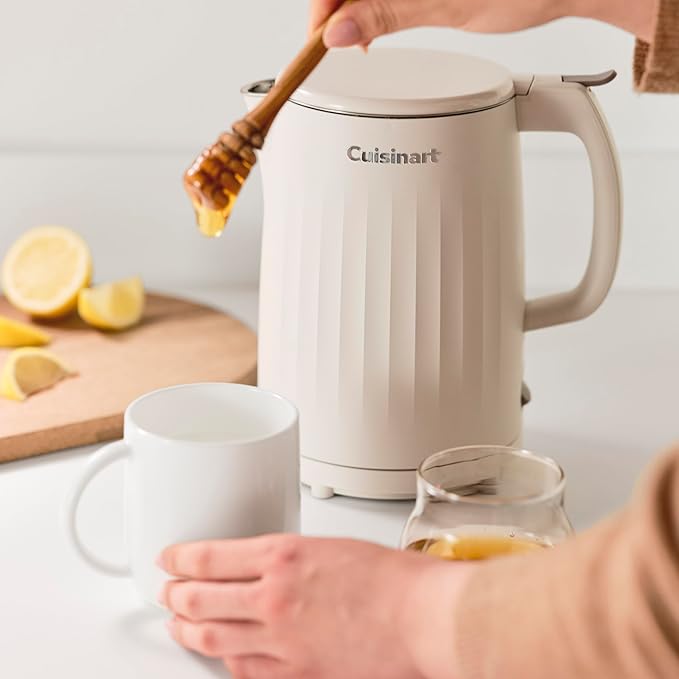 Cuisinart Soho 1-Liter Double Wall Electric Hot Water Kettle, Tea Kettle with Stainless Steel Interior, One Touch Operation to Boil Water for Tea, Hot Cocoa, or Instant Oatmeal, CK-10TR, Truffle