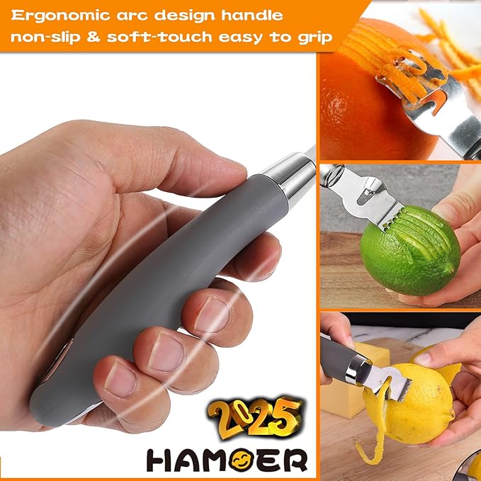 Grater Zester for Cheese Chocolate Lemon Fruit Ginger Multi-Tool Set Ergonomic Non-Slip Handle (Two Tools)…