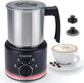 Milk Frother and Steamer, 500ml 4-in-1 Electric Foam Maker with Dial Control & LED Indicator, Hot & Cold Milk Frother, Non-Stick Stainless Steel, Silent, Easy to Clean, for Coffee, Latte, Cappuccino