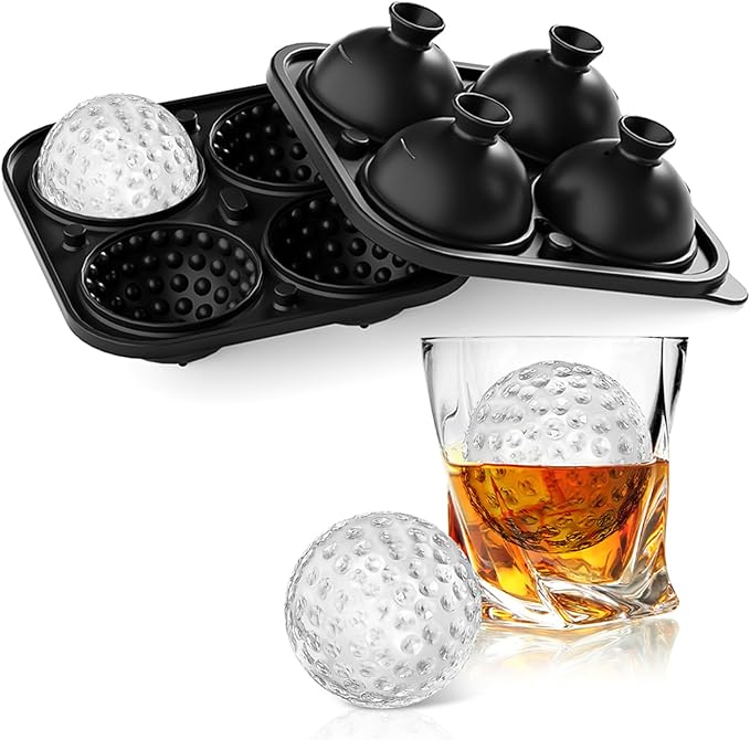 Golf Ball Ice Cube Mold 2.1 Inch Large Silicone Golf Ball Ice Cube Molds Fun Shapes Craft Sphere Ice Molds Novelty Christmas Gifts Stuff for Men Women Cocktails, Bourbon,Brandy, Whiskey(1, Golf Ball)