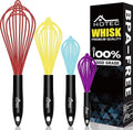 HOTEC 4 Pieces Silicone Whisks Set, Wire Balloon Whisks Egg Beater, Non-slip Handle Whisk for Non-stick Cookware Perfect for Cooking, Stirring, Beating and Blending (Multicolor)