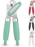Zulay Kitchen Heavy Duty Stainless Steel Can Opener – Manual Can & Bottle Opener with Sharp Cutting Wheel & Soft Grip Handles – Ergonomic, Easy to Use Turn Knob - Mint