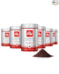 Illy Ground Espresso Coffee, Classico Medium Roast - Mild & Balanced - 100% Arabica - Pre-Ground for Espresso - Pressurized Packaging Sealed for Freshness -8.8oz (Pack of 6)