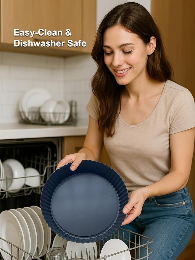 9.5*2.2 Inch Deep Tart Pan w/ Pie Cake Server. Removable Bottom, Non-Stick Coating, Rugged Carbon Steel for Tart Quiche Baking. Gift for Women Wife Christmas Thanksgiving Party Festival Family