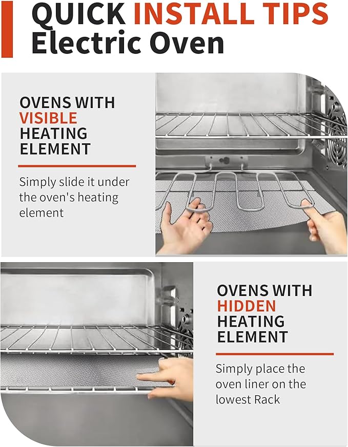 3 Pack Oven Liners for Bottom of Oven, 17x25" Large Heavy Duty Non-Stick Reusable Oven Mat for Electric, Gas, Toaster & Convection Ovens - BPA & PFOA Free, Dishwasher Safe, Kitchen Essentials, Copper