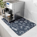 AMOAMI Coffee Mat Hide Stain Rubber Backed Absorbent Dish Drying Mat for Kitchen Counter - Fits Under Coffee Maker & Espresso Machine (12x19,DUST BLUE)