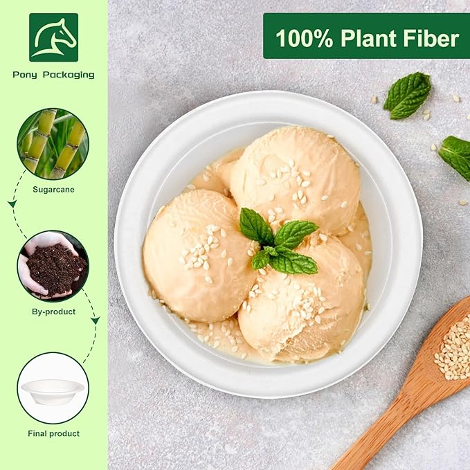Paper Bowls 12oz, Disposable Bowls Heavy Duty, 1000-Pack 100% Compostable Disposable Soup Bowl, Biodegradable Bagasse Paper Bowls Bulk-White