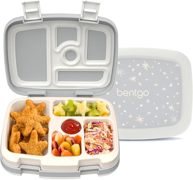 Bentgo Kids 5-Compartment Leak-Proof Bento-Style Lunch Box (Whimsy & Wonder Collection) - Ideal for Ages 3-7, Drop-Proof & Durable, Dishwasher Safe, & PFAS & BPA-Free Materials (Starry Sprinkle)