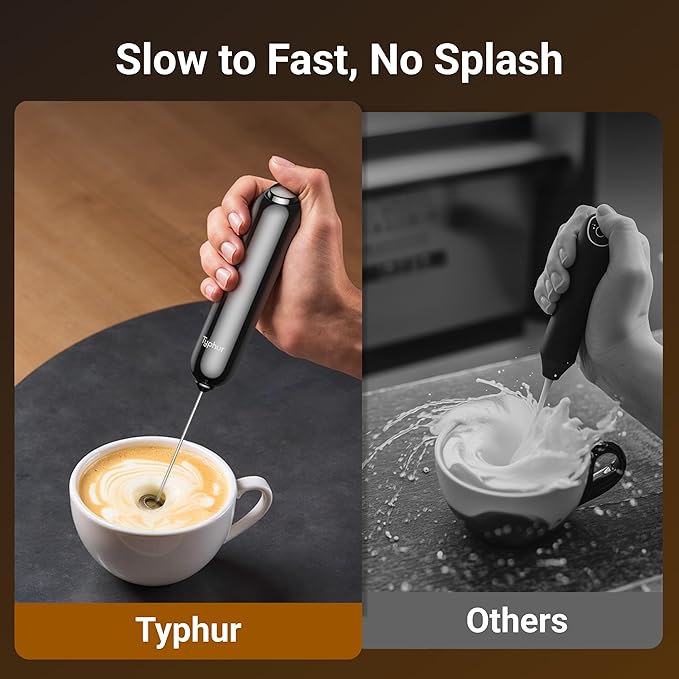 InstaWhisk Milk Frother with Variable Speed, Battery Operated Handheld Coffee Foam Frother Wand, Electric Drink Mixer with Stand & Detachable Double Whisk, Stainless Stirrer for Latte, Matcha, Protein