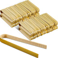 Patelai 180 Pieces Mini Bamboo Tongs Long Toast Tongs Disposable Wooden Cooking Bamboo Cooking Utensils for Toast Bread Pickles Tea Toaster Supplies (4 Inch)