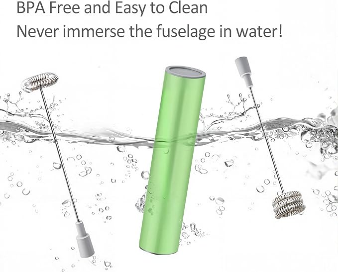 Electric Milk Frother Handheld,Travel Coffee Drink Mixer Batteries Included, 304 Stainless Steel Whisk for latte Cappuccino,Bulletproof Coffee Hot Chocolate,Egg-Grass Green