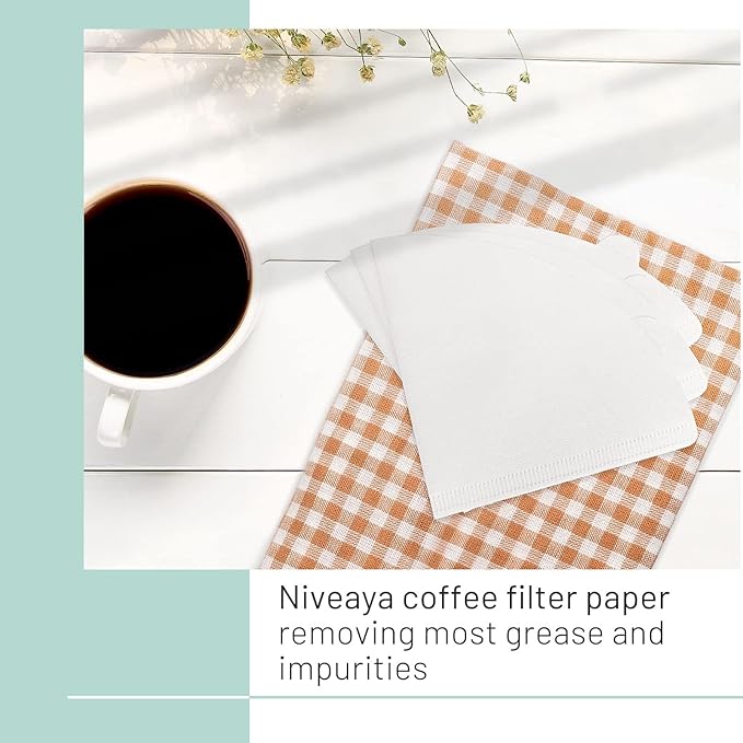 Niveaya 200 Count Coffee Filters - Size 02, Natural Paper Coffee Filter, No Blowout, Disposable for Pour Over and Drip Coffee Maker (2-4 Cup)