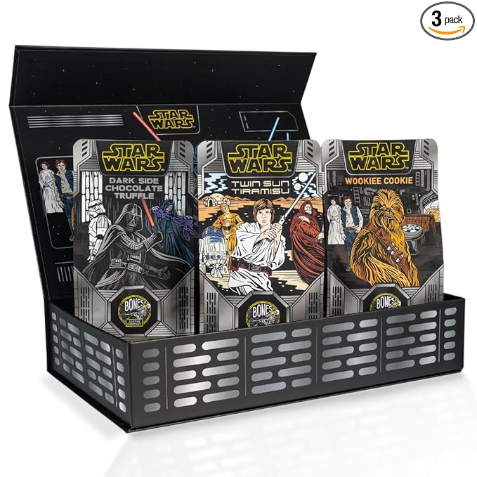 Bones Coffee Company Star Wars Collector's Box Flavored Coffee, Low Acid Medium Roast Arabica Beans Coffee Gifts, Star Wars Inspired, For Auto Drip and French Press,12 oz Pack of 3 Whole Bean