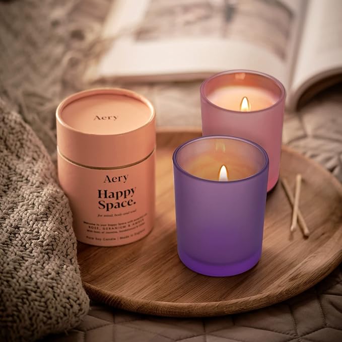 Thick Candle Jars for Making Candles 16 Pcs, 7 OZ Empty Jars with Wood Lids for Candle Making, Sample Container, Frosted Purple