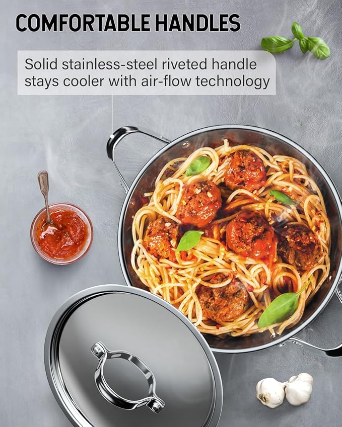 Cooks Standard 18/10 Stainless Steel Stockpot 8-Quart, Classic Deep Cooking Pot Canning Cookware with Stainless Steel Lid, Silver