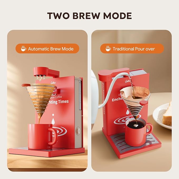 Portable Detachable One Cup Coffee Maker,Automatic Pour Over Coffee Maker, Portable Drip Coffee Maker with Reusable Filter for Home,Office,Hotel,Traveling or Business Trip,300ml,10oz