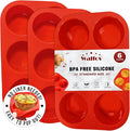 Walfos Silicone Muffin Pan - 6 Cup Non-Stick Cupcake Pan for Baking, Food Grade and BPA Free, Perfect for Egg Muffin, Cupcake, Quiches and Frittatas (3 Pack)