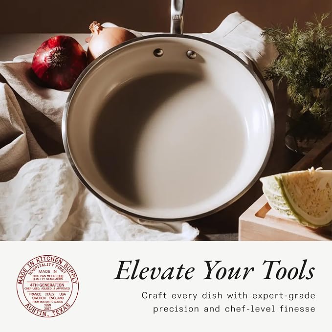 Made In Cookware - 3-Piece (Includes 8",10",12") Ceramic Non Stick Frying Pan Set (Stainless Handle) - 5-Ply Stainless Clad with Stay-Cool Handle - Professional Cookware