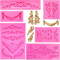 Rainmae 6 Pcs Baroque Style Curlicues Scroll Lace Fondant Silicone Mold, Relief Flower Lace Mould Filigree Mold 3D Sculpted Decoration, Cupcake Topper, Jewelry, Polymer Clay, Crafting Projects