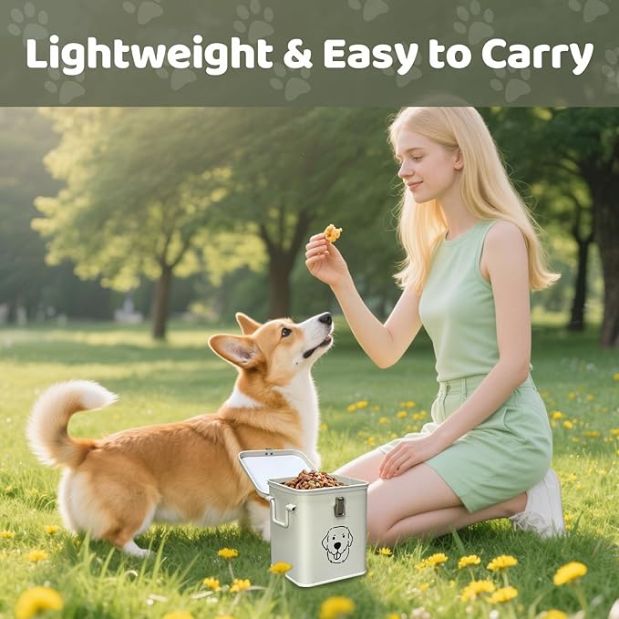Dog Food Storage Container Airtight Dog Treat Container Pet Food Storage Containers Dog Treat Jar Tinplate Dog Treat Bin White