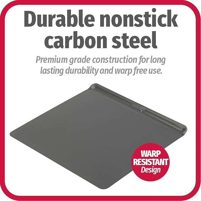 GoodCook AirPerfect 16" x 14" Nonstick Steel Insulated Cookie Sheets, No-Burn Baking Sheets with Large Handles, Set of 2, Gray