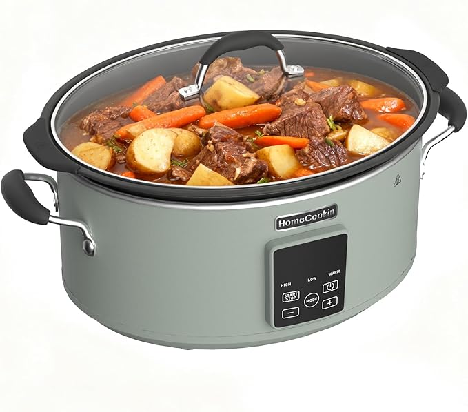 HOMECOOKIN Slow Cooker, Extra Large 10 Quart Digital Programmable Slow Cookers with Timer, Dishwasher Safe Glass Lid & Crock, Kitchen Appliance for Families and Gatherings, Olive