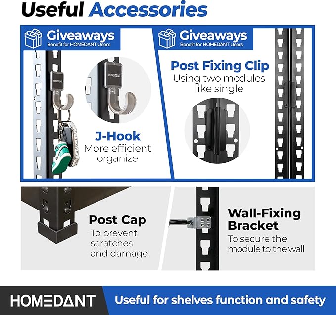 HOMEDANT 5 Tier Laminated Boltless Metal Shelving Unit Adjustable Garage Storage Utility Rack Heavy Duty Shelves Organization Multipurpose Shelf Warehouse Pantry Shed 35.9" W x 18.2" D x 71.3" H 4Pack