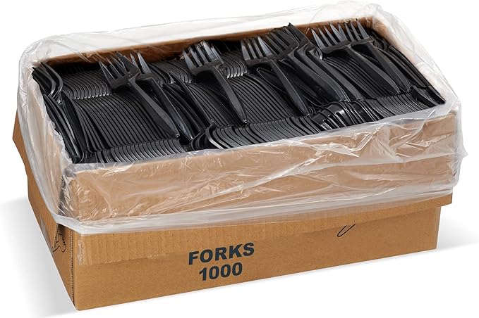 1,000 Plastic Disposable Forks Bulk Black Medium Weight Disposable Silverware Plastic Cutlery Fork