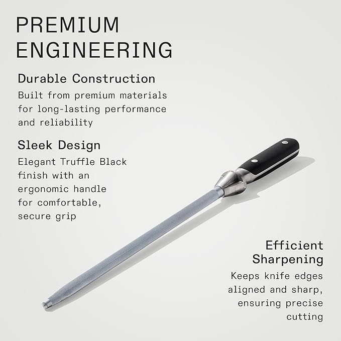 Made In Cookware - 17" Honing Steel - Tungsten Steel - Truffle Black POM Handle