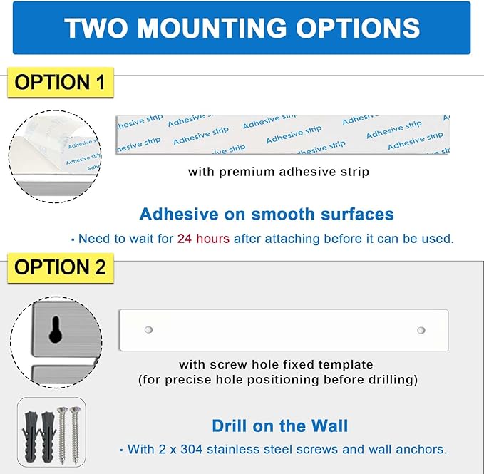 17 Inch Magnetic Knife Holder for Wall, Adhesive Knife Magnetic Strip No Drilling with 12 Hooks, Powerful Magnetic Knife Strip, Magnetic tool Holder for Kitchen Knives & Utensils (Silver)