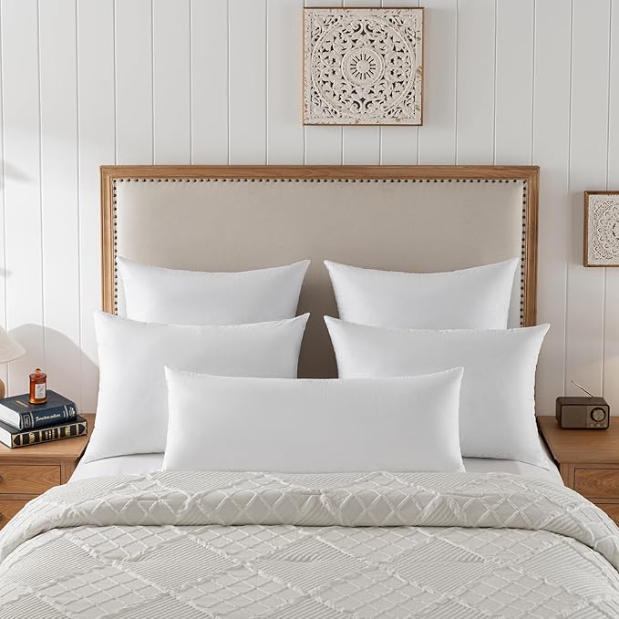 Euro Pillow Inserts 30x30 inchs - Feather and Down Fill - Cotton Fabric - Set of 2 Throw Pillow Insert