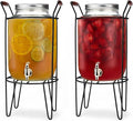 2 PACK-2 GALLON Drink Dispensers for Parties, Cooling Station Beverage Dispensers with Stand, Glass Water Jug Dispenser, 100% Leakproof Spigot Perfect For And Daily Use