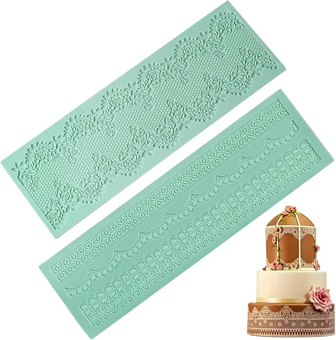 GROWTAIL 2pcs Lace Molds Silicone,Cake Fondant Embossing Mat,Lace Molds for Cake Decorating Edible Lace