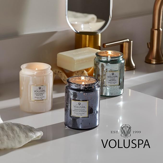 Voluspa Rose Otto, Large Candle Jar, 18 Ounce, 100 Hour Burn Time, Coconut Wax for Clean Burning, Handcrafted in The USA