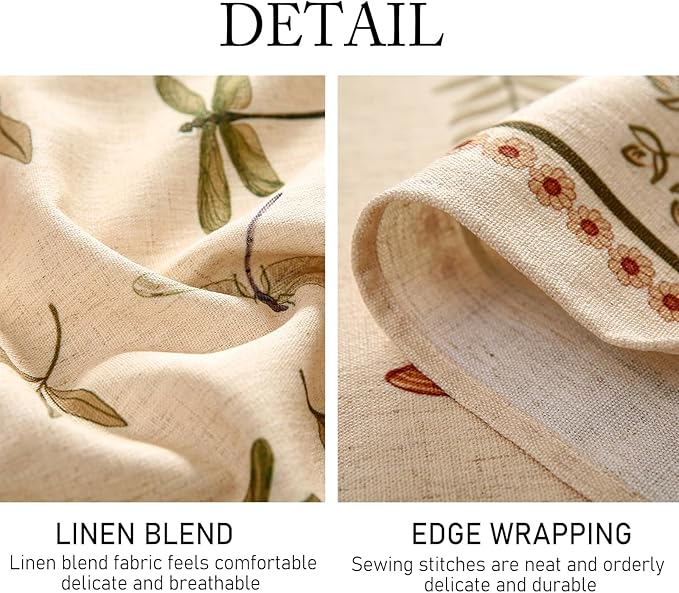 ISAENNE Designer Floral Linen Long Tablecloth Rectangle,French Off White Elegant Table Cloth,Washable Home Decor Tablecloths for Dining Thanksgiving Kitchen Christmas Party,63"*102"-Grace B