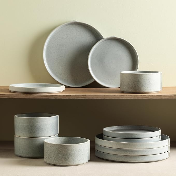 Stone Lain Bao 24-Piece Dinnerware Set Stoneware, Blue-Grey