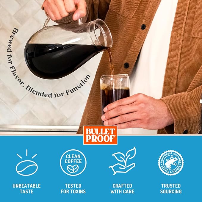 Bulletproof The High Achiever Coarse Ground Cold Brew Coffee, 10 Ounces, Medium-Dark Roast Enhanced Coffee with Lion's Mane Mushroom, B Vitamins, and Adaptogens for Energy and Focus