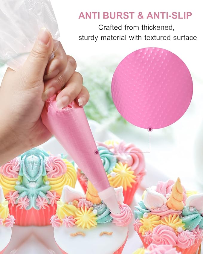 18/21/24 Inch Large Piping Bags Disposable, 100 Pieces Icing Bags, Tipless Piping Bags, Thickened Pastry Bags, Non-Slip & Anti-Burst, Frosting Piping Bags for Cakes Cookies Decoration