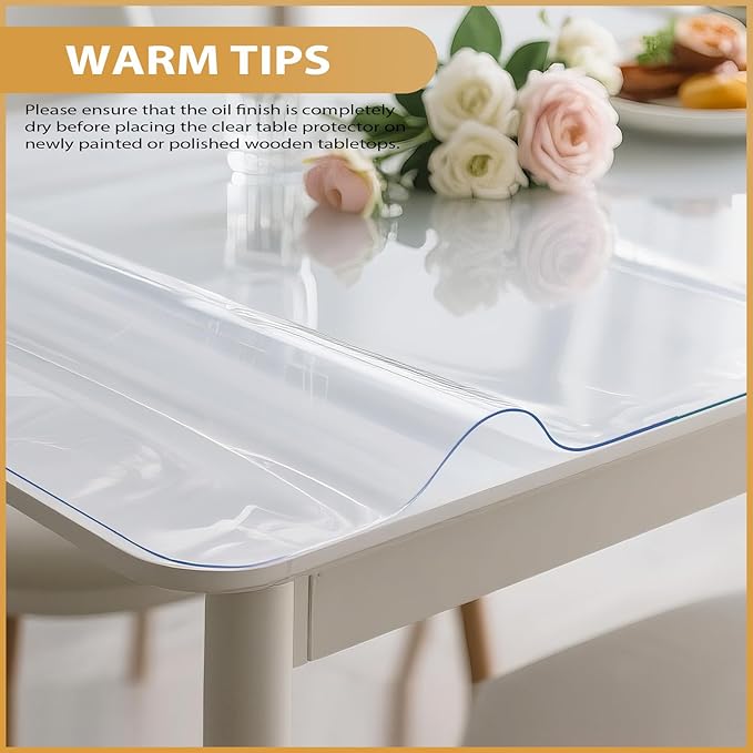 Clear Table Protector 24 x 48 Inch, 1.4mm Thick Waterproof PVC Plastic Table Cover, Durable Table Pad for Dining Room, Kitchen, Writing Desk, and Coffee Tables